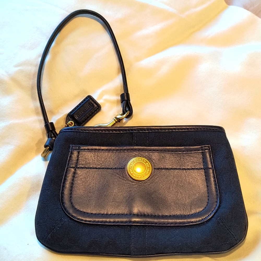 Coach wristlet, black with gold hardware, EUC as pictured